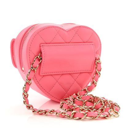 Chanel Lambskin Quilted CC In Love Heart Waist Belt Bag With Chain Pink 3 of 9