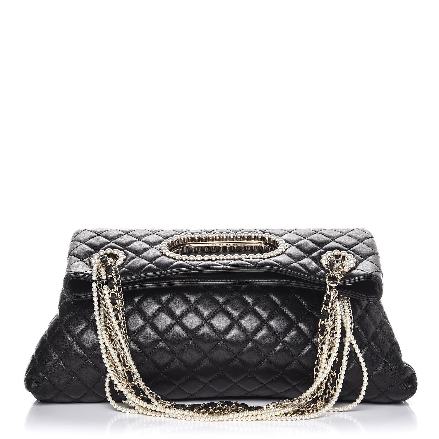 Chanel Lambskin Quilted Westminster Pearls Convertible Tote Black 4 of 8
