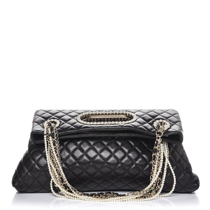Chanel Lambskin Quilted Westminster Pearls Convertible Tote Black 4 of 8