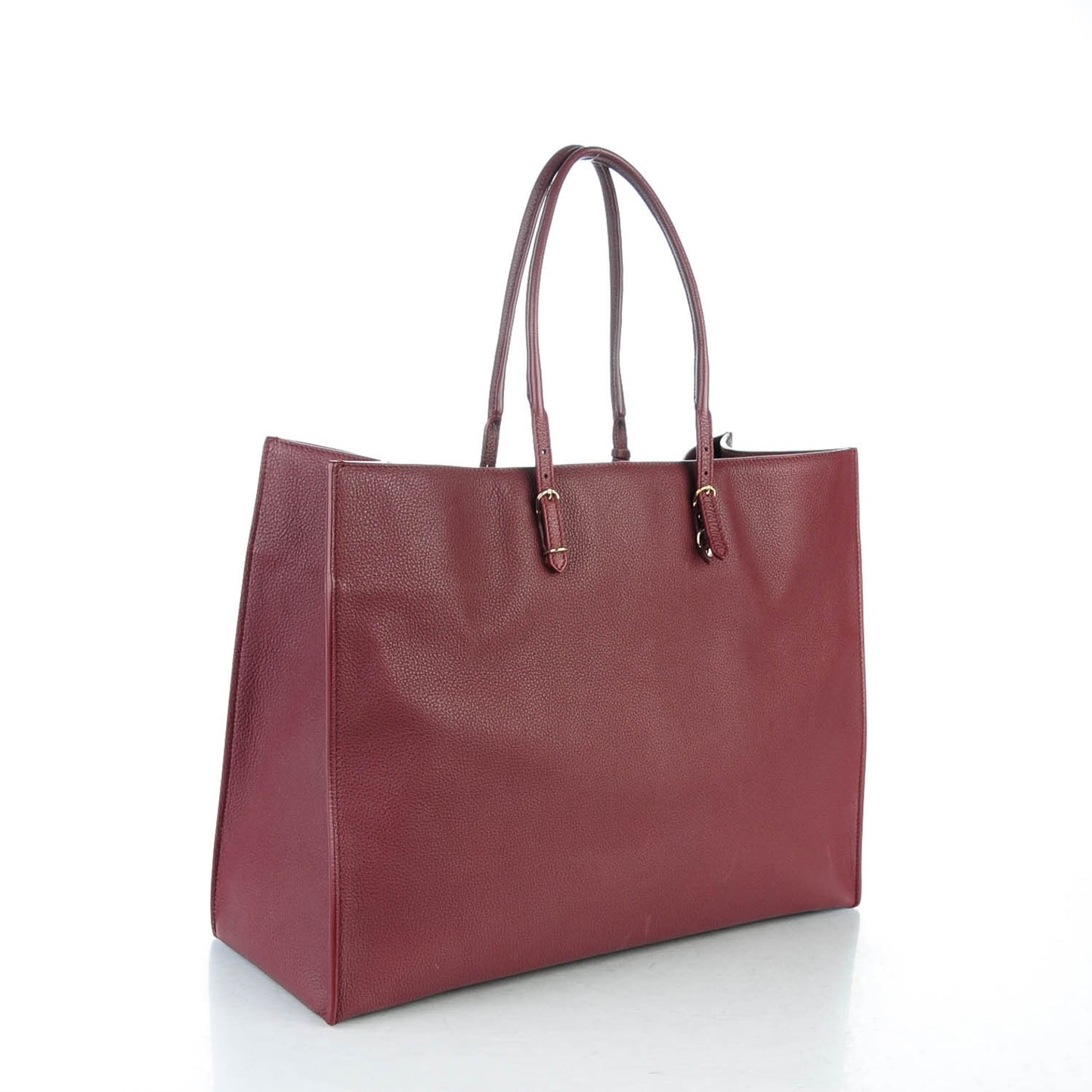 Grained Calfskin Gold Metallic Edge Hardware Papier A4 Tote Bordeaux
