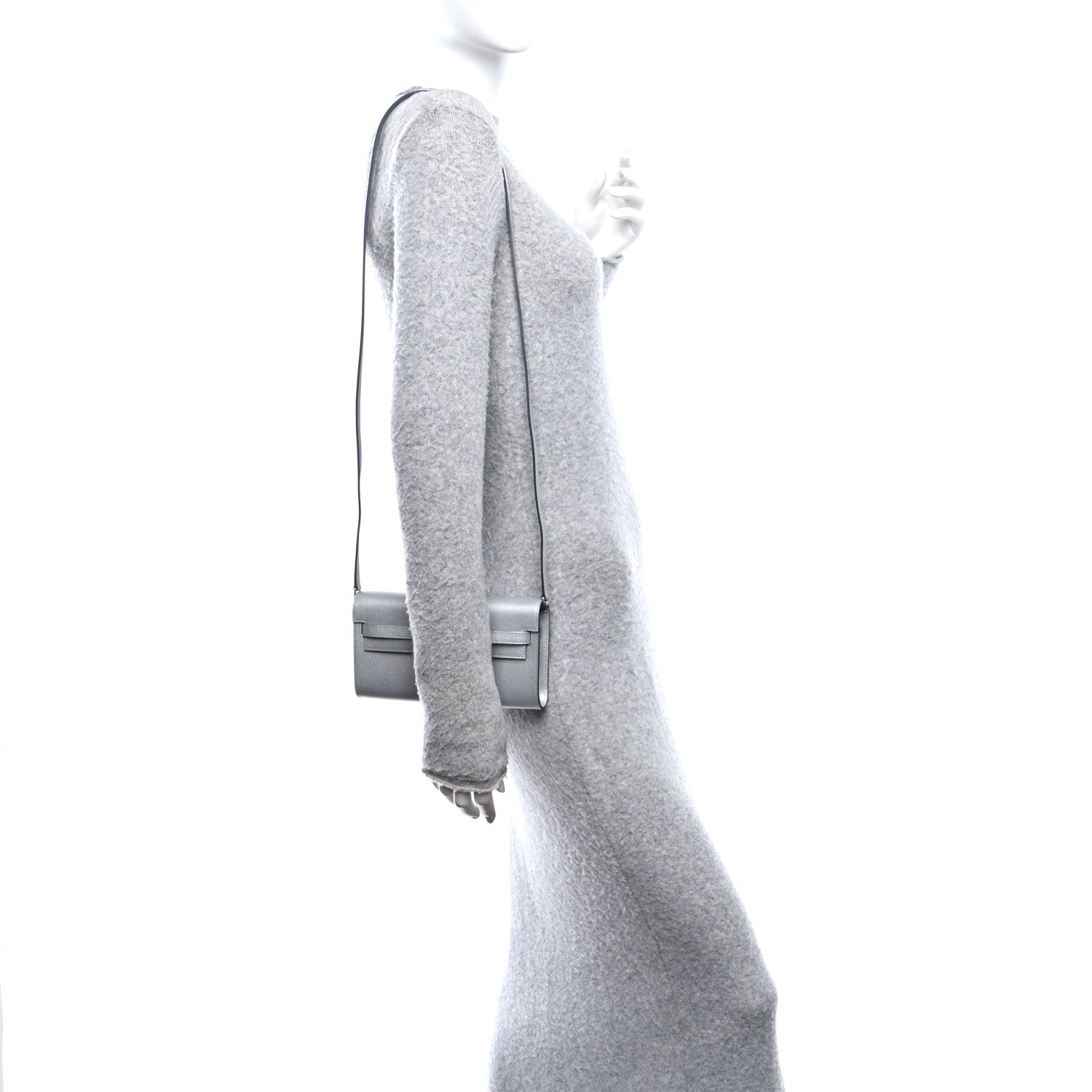 Hermes Metallic Chevre Chamkilight Kelly Wallet To Go Argent 2 of 11