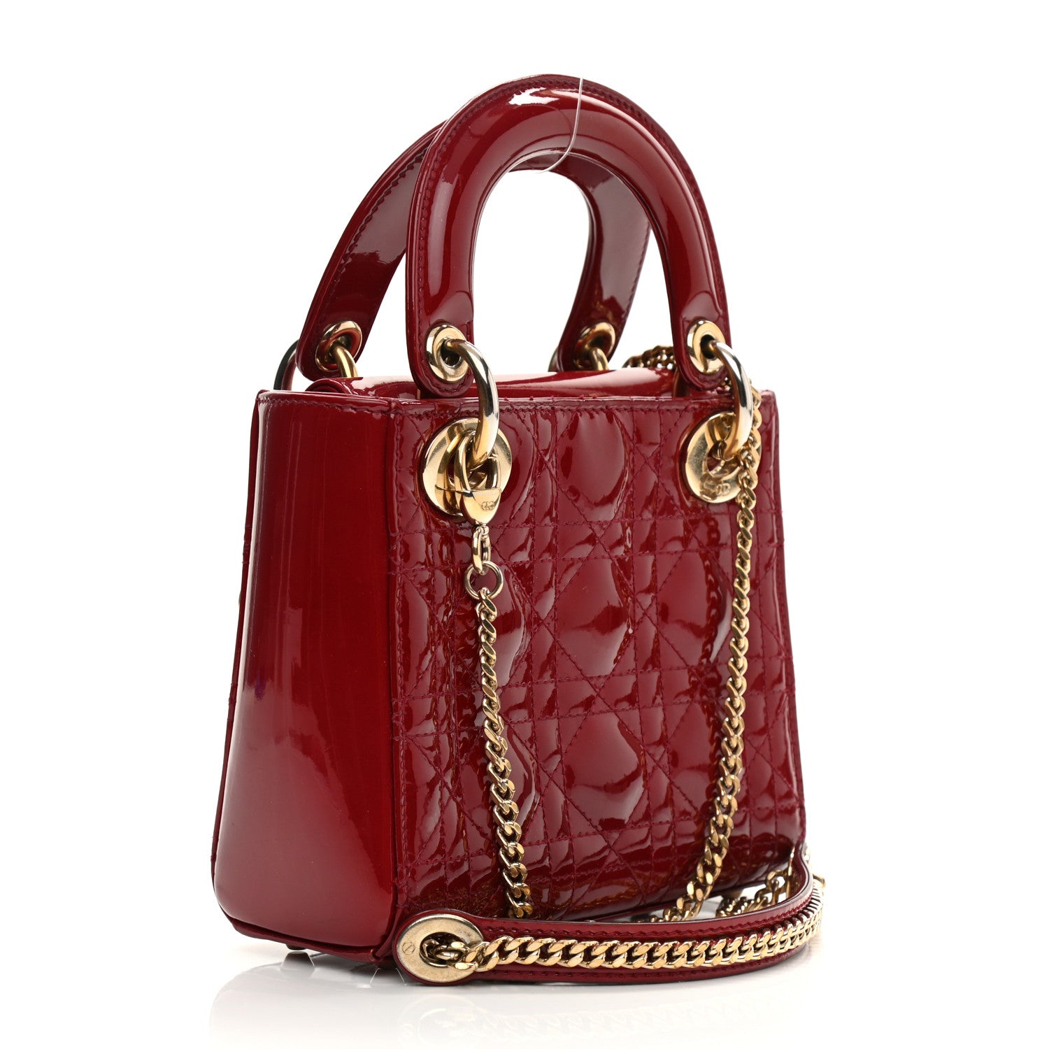 Christian Dior Patent Cannage Mini Lady Dior Red 4 of 10