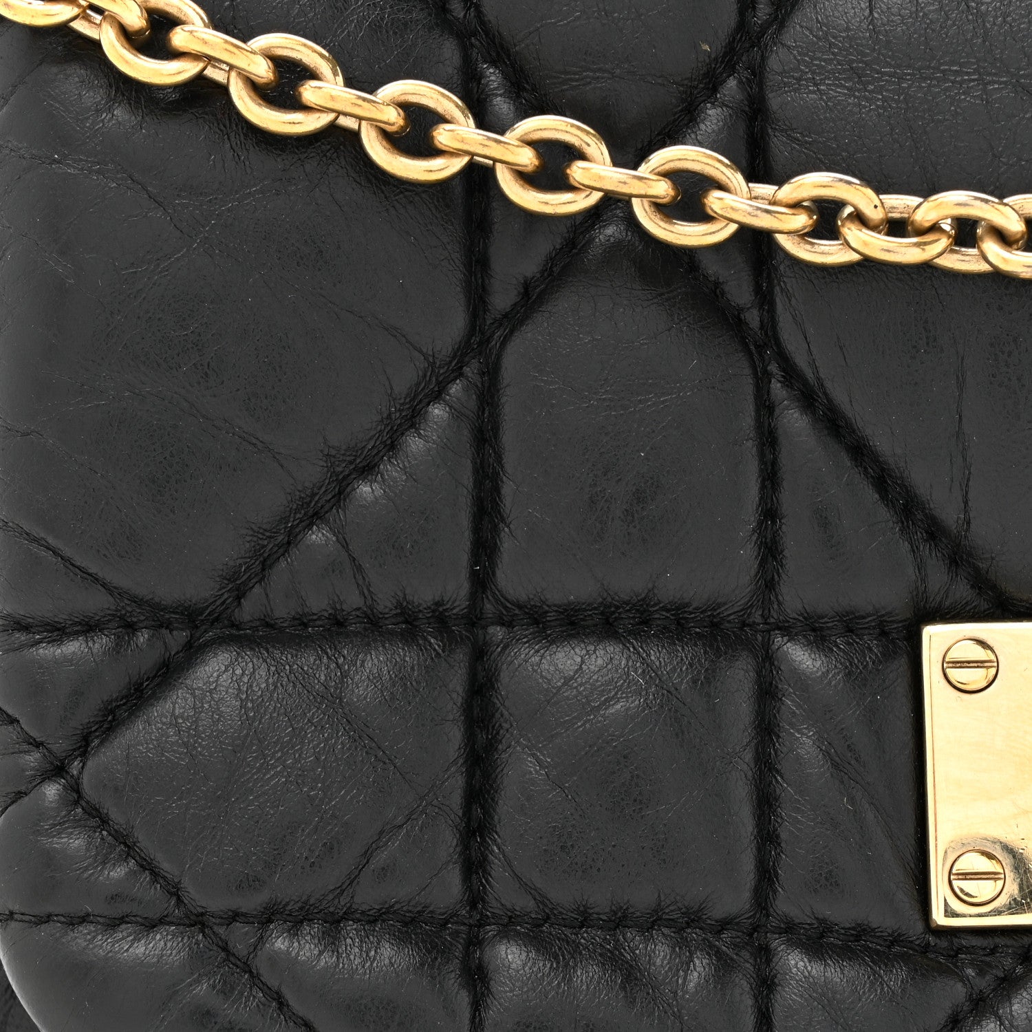 Christian Dior Lambskin Cannage Milly La Foret Shoulder Bag Black 9 of 11