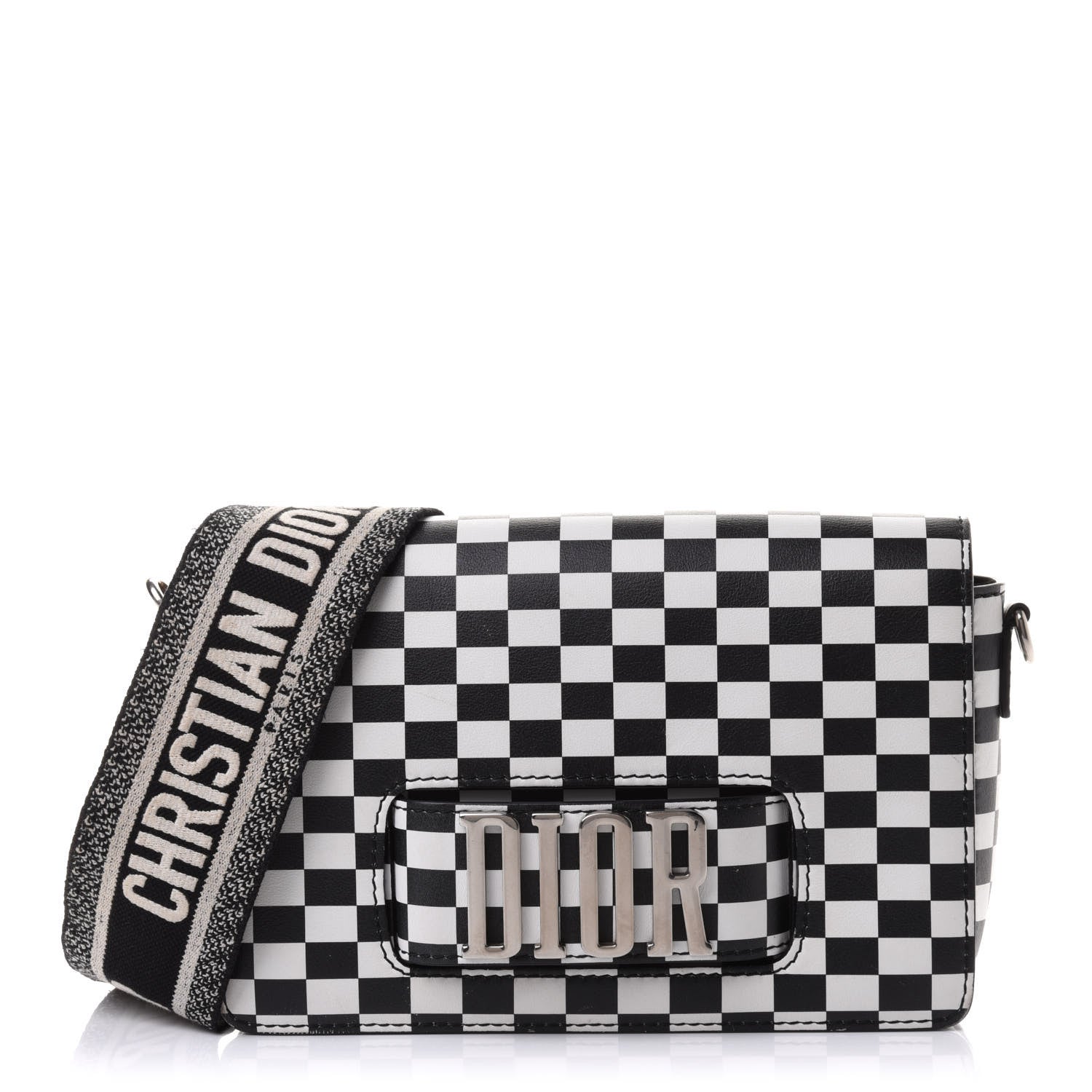 Christian Dior Smooth Calfskin Checkered Dio(r)evolution Flap Bag Black White 1 of 9