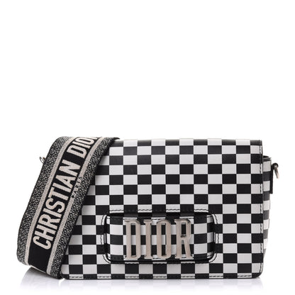 Christian Dior Smooth Calfskin Checkered Dio(r)evolution Flap Bag Black White 1 of 9