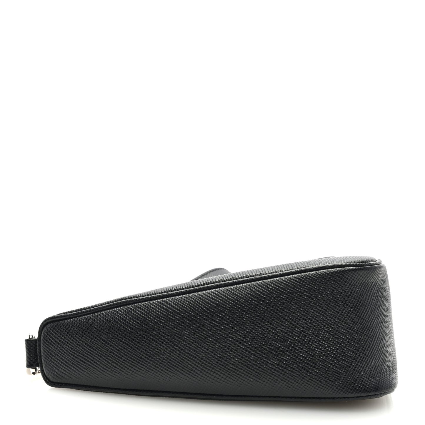 Saffiano Cuir Triangle Logo Embossed Triangle Wristlet Black