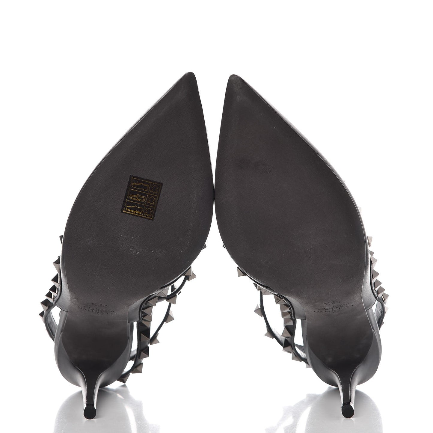 Nappa Rockstud Ankle Strap Pumps 38.5 Black
