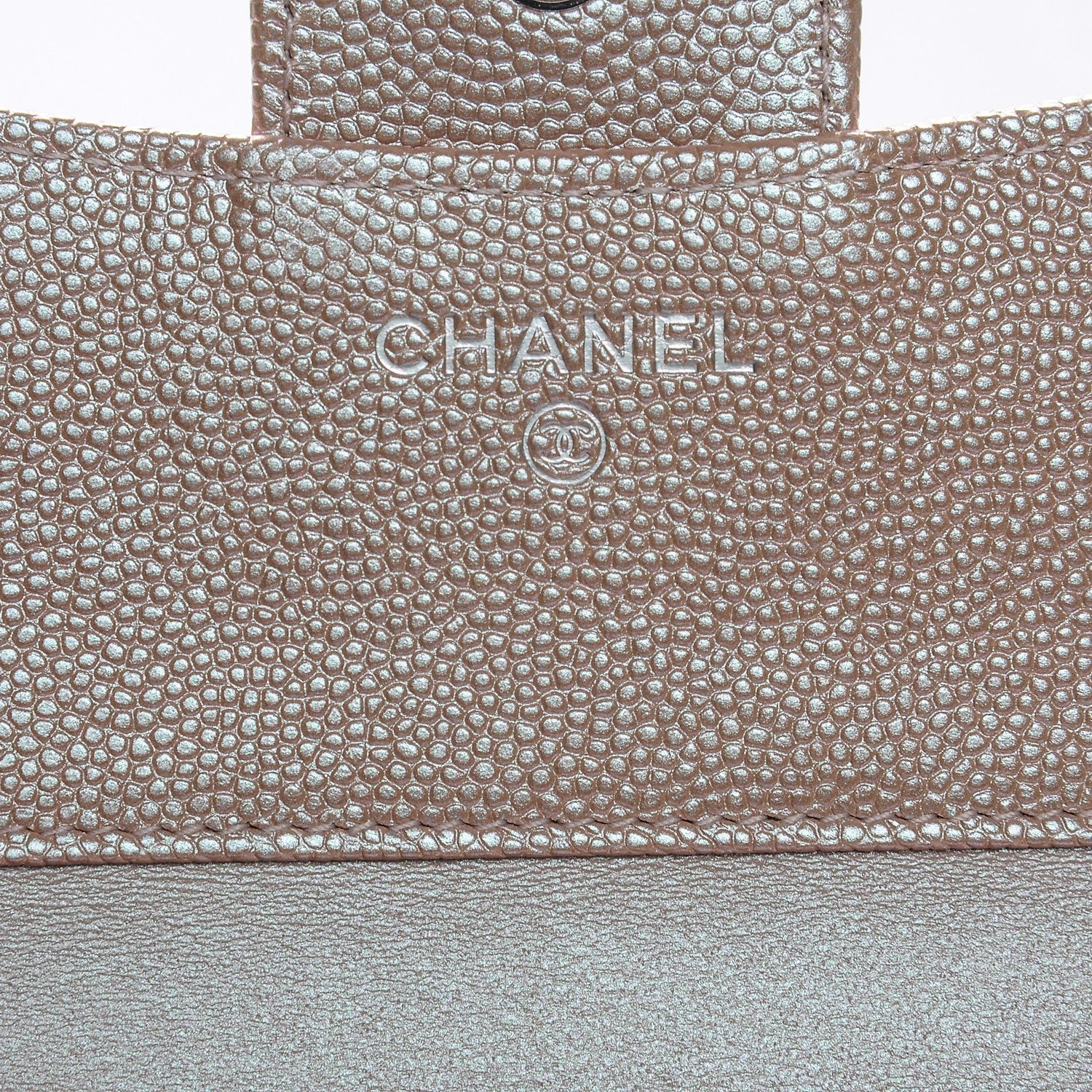 Chanel Metallic Caviar Chevron Quilted Compact Flap Wallet Light Gold 6 of 10