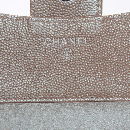 Chanel Metallic Caviar Chevron Quilted Compact Flap Wallet Light Gold 6 of 10