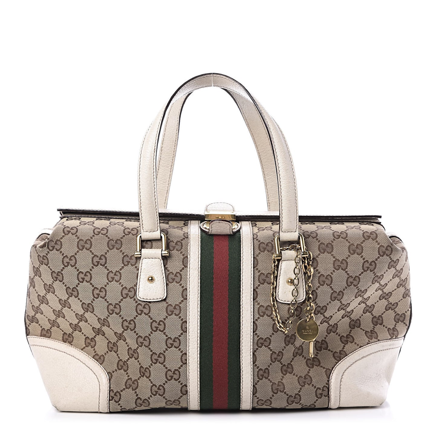 Monogram Web Large Treasure Boston Tote Beige