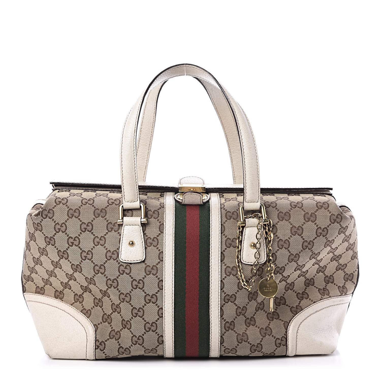 Gucci Monogram Web Large Treasure Boston Tote Beige 1 of 16