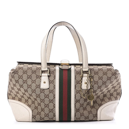 Gucci Monogram Web Large Treasure Boston Tote Beige 1 of 16