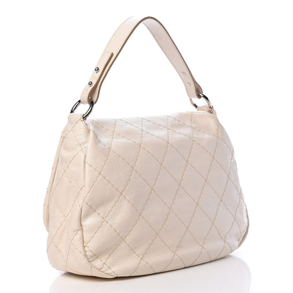 Chanel Glazed Calfskin XL On The Road Flap Ivory 3 of 14