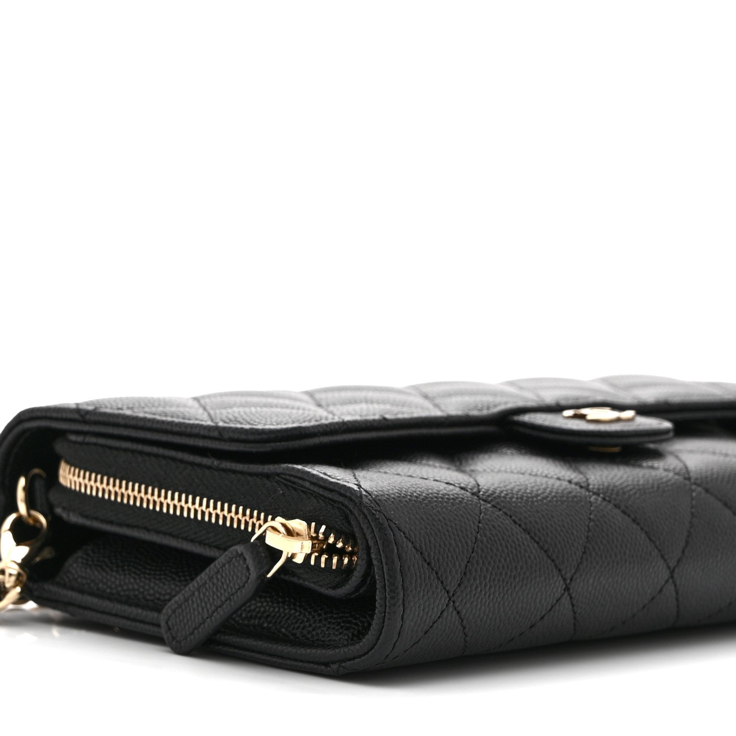 Chanel Caviar Quilted Phone Holder Wallet on Removable Chain Black 10 of 12