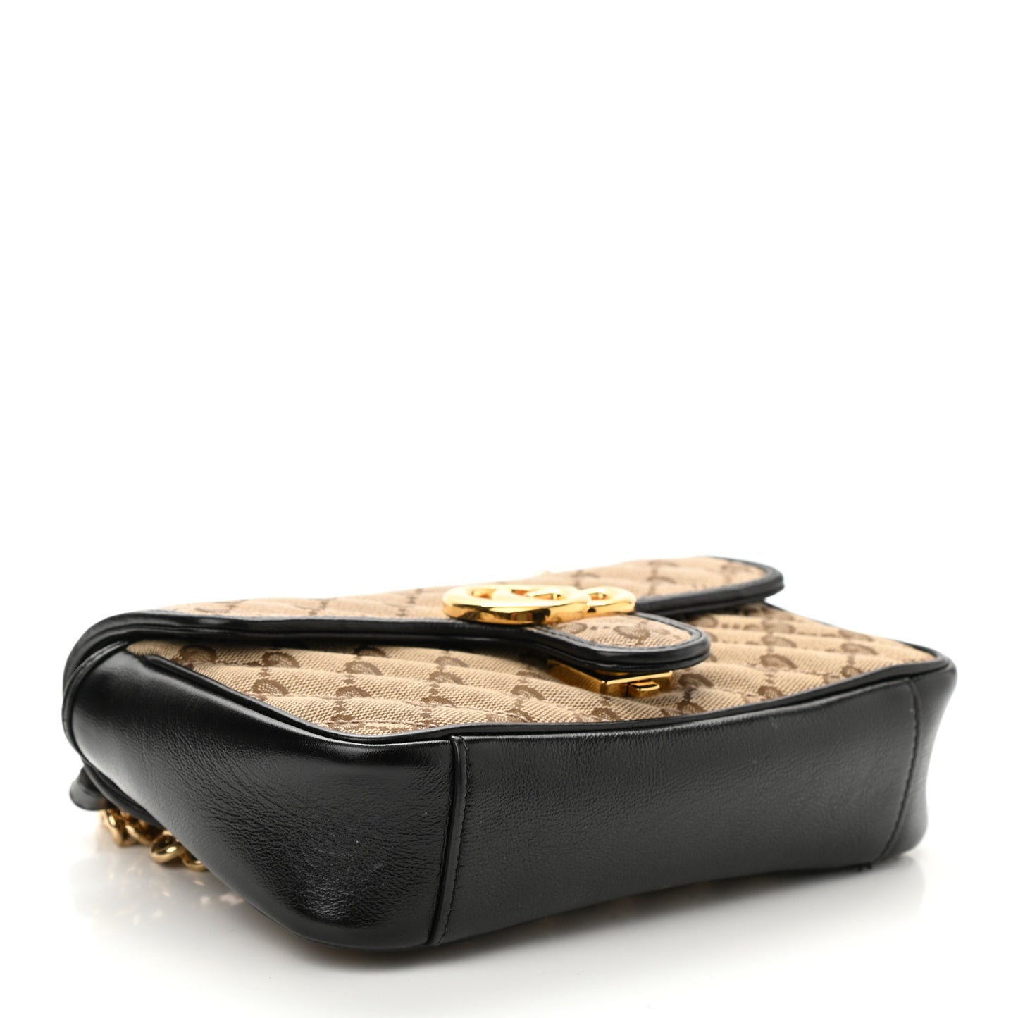 Monogram Matelasse Diagonal Mini GG Marmont Shoulder Bag Beige Black