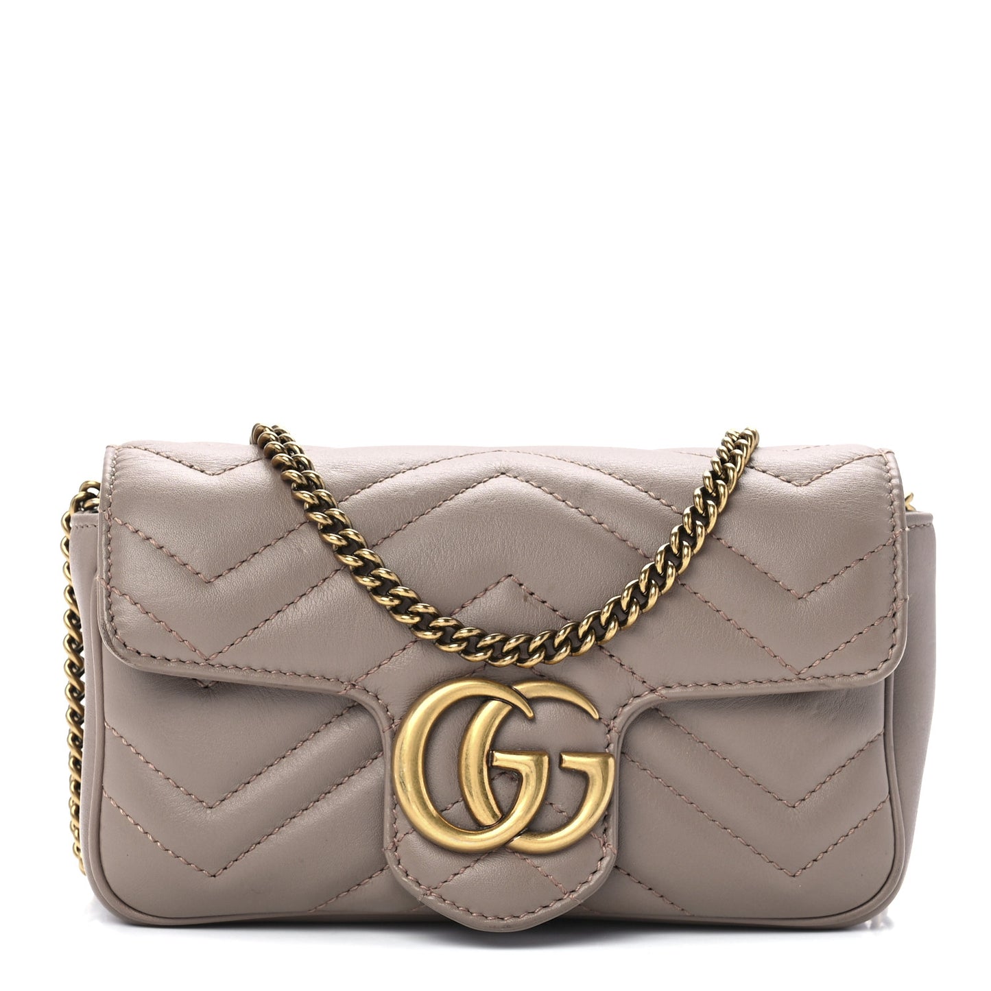 Calfskin Matelasse Super Mini GG Marmont Shoulder Bag Porcelain Rose
