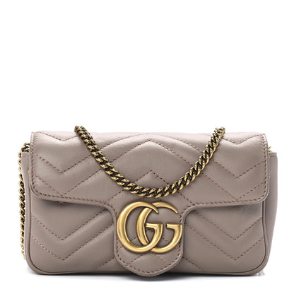 Gucci Calfskin Matelasse Super Mini GG Marmont Shoulder Bag Porcelain Rose 1 of 11
