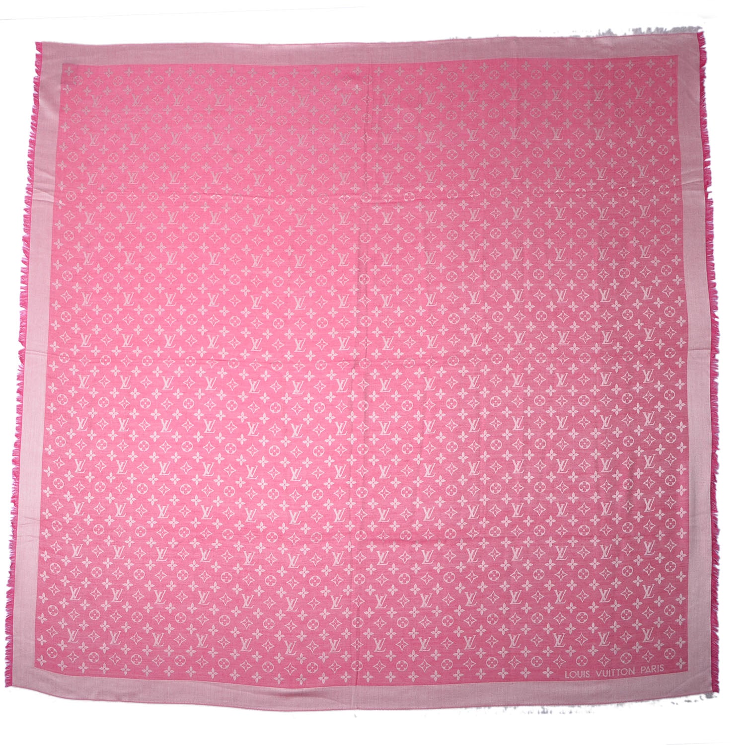 Louis Vuitton Silk Wool Monogram Denim Shawl Pivoine 3 of 5