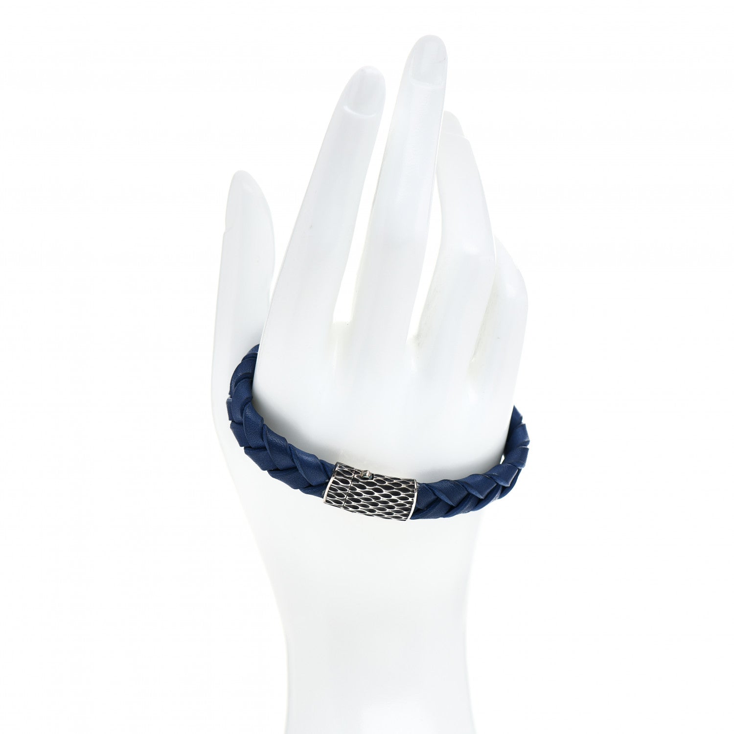 John Hardy Sterling Silver Leather Braided Kali Bracelet Blue 2 of 4