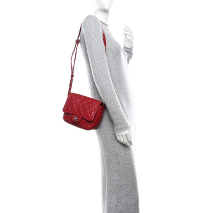 Chanel Lambskin Quilted Messenger Bag Red 2 of 12