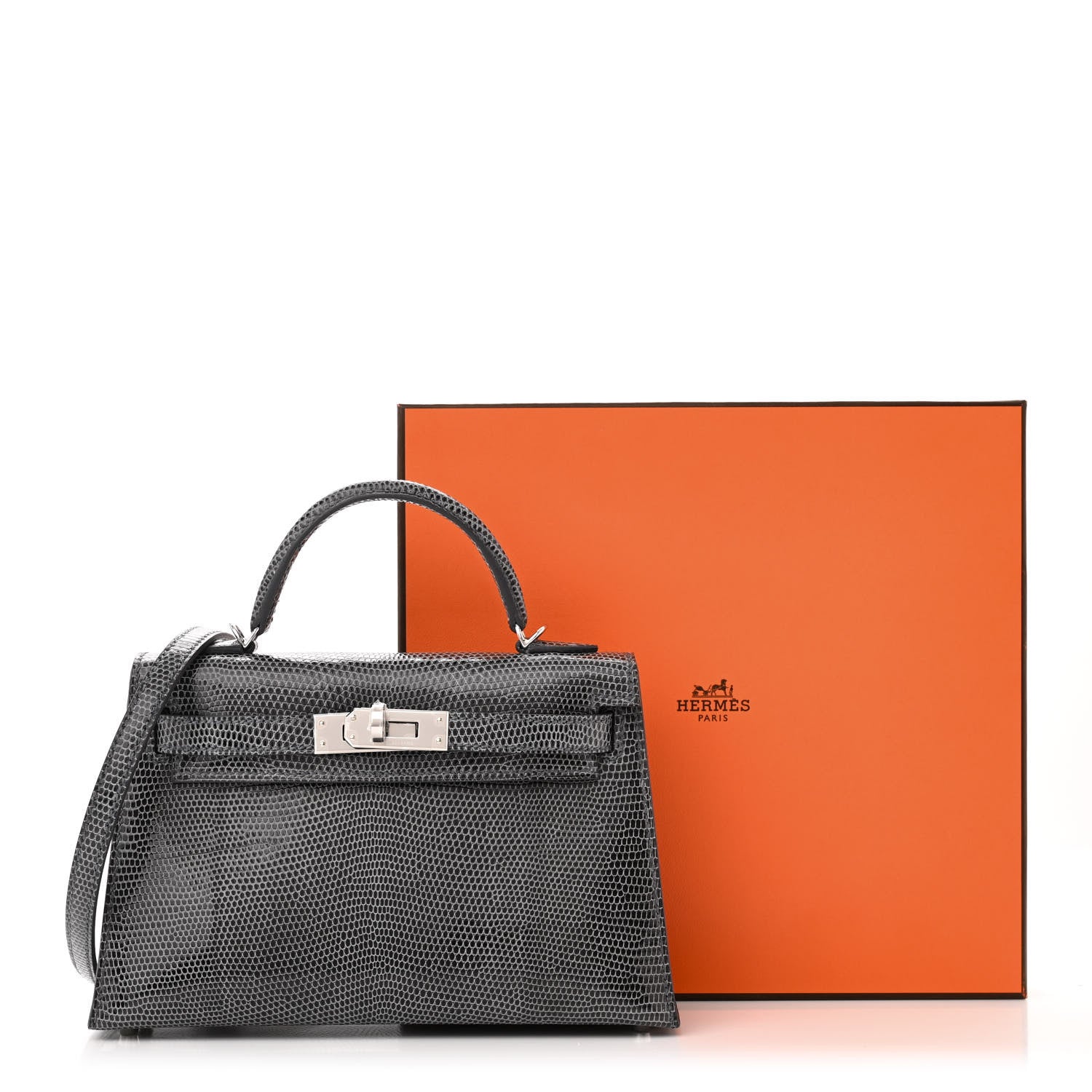 Hermes Shiny Lizard Mini Kelly Sellier 20 Ardoise 1517740