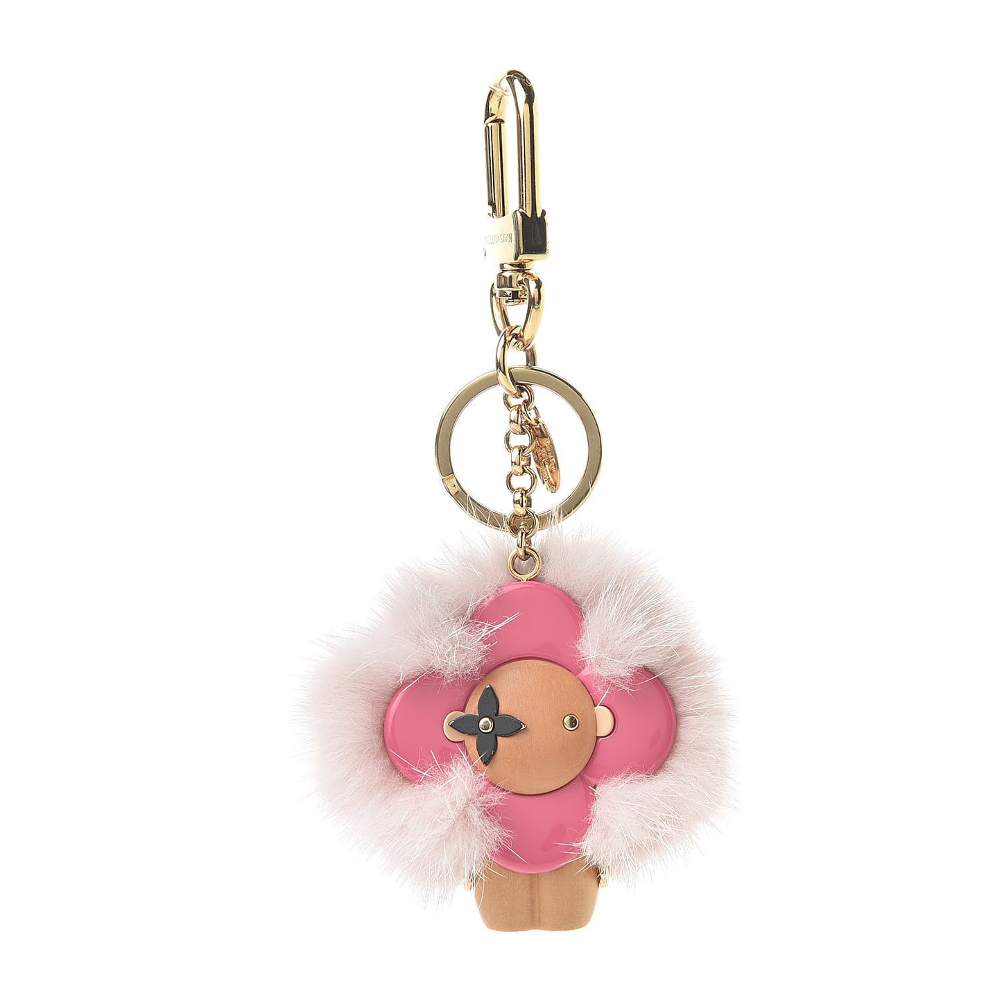 Resin Wood Mink Fur Vivienne Bag Charm Key Holder Pink