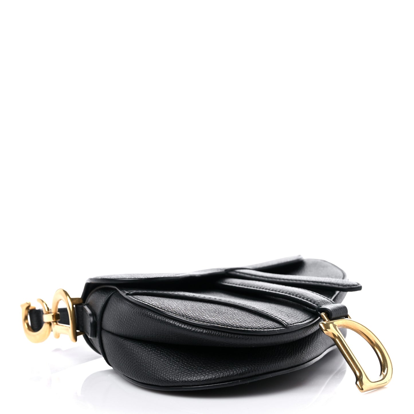 Grained Calfskin Mini Saddle Bag Black