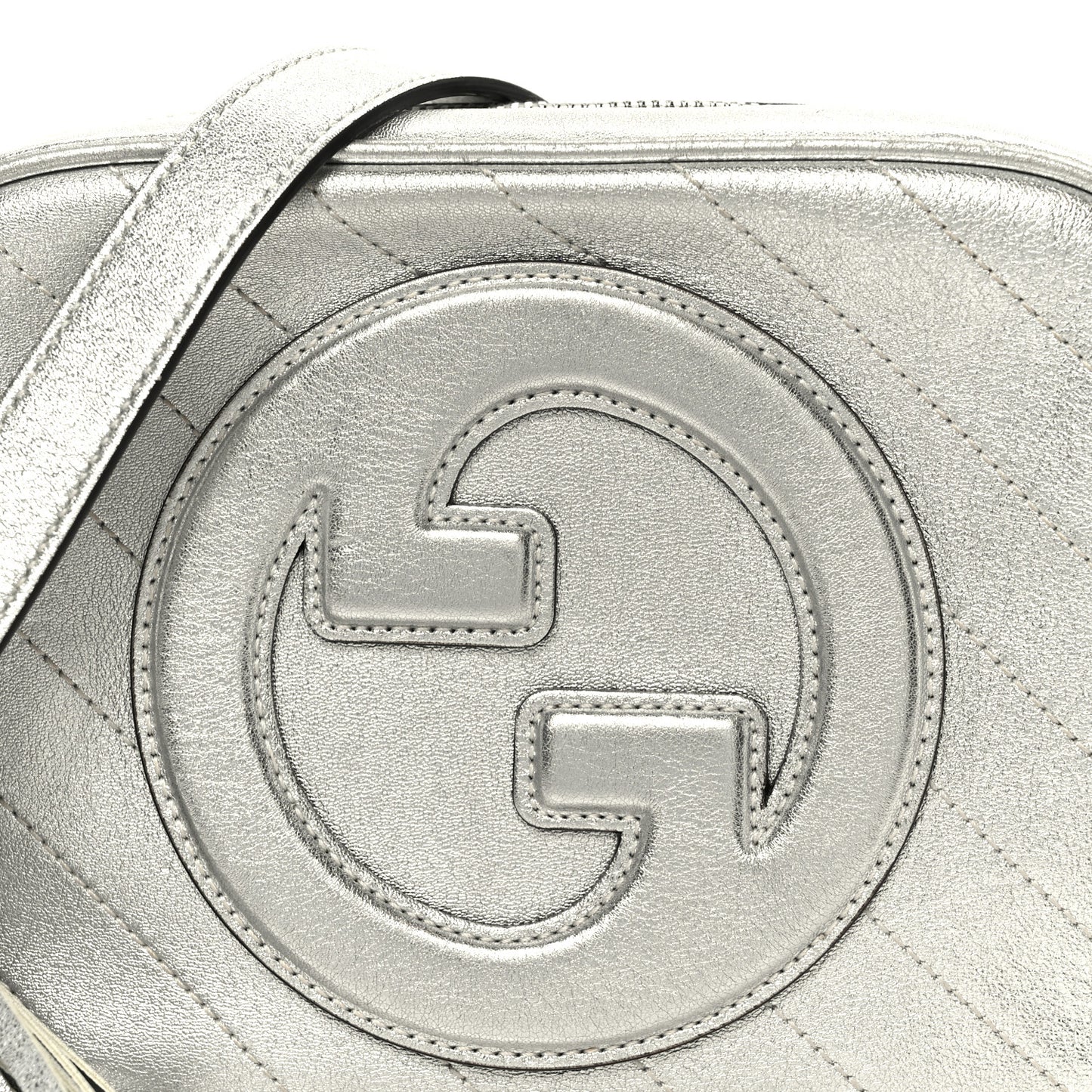 Metallic Sakai Be Green Calfskin Diagonal Stitched Small Blondie Shoulder Bag Silver