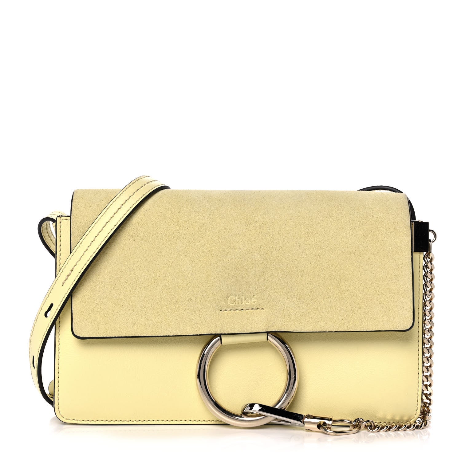 Chloe Suede Calfskin Small Faye Shoulder Bag Lemonade 1 of 13