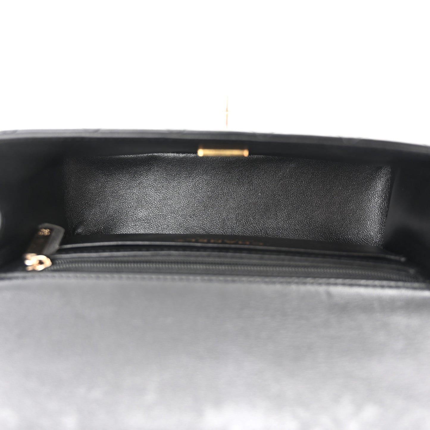 Lambskin Quilted Mini Top Handle Rectangular Flap Black