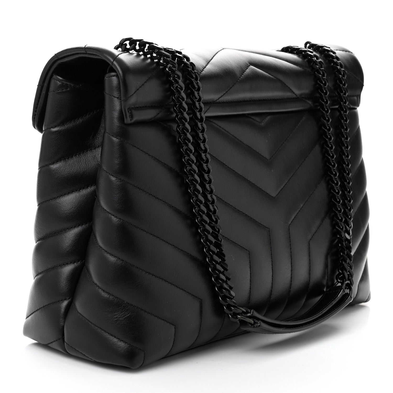Saint Laurent Calfskin Y Quilted Monogram Monochrome Medium Loulou Chain Satchel Black 3 of 10