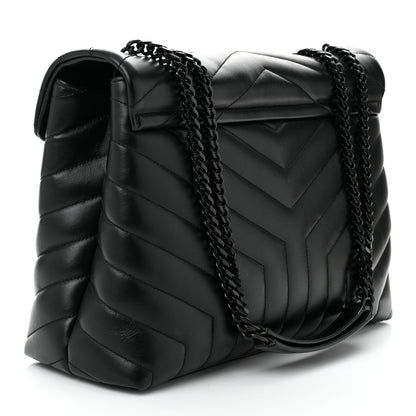 Saint Laurent Calfskin Y Quilted Monogram Monochrome Medium Loulou Chain Satchel Black 3 of 10