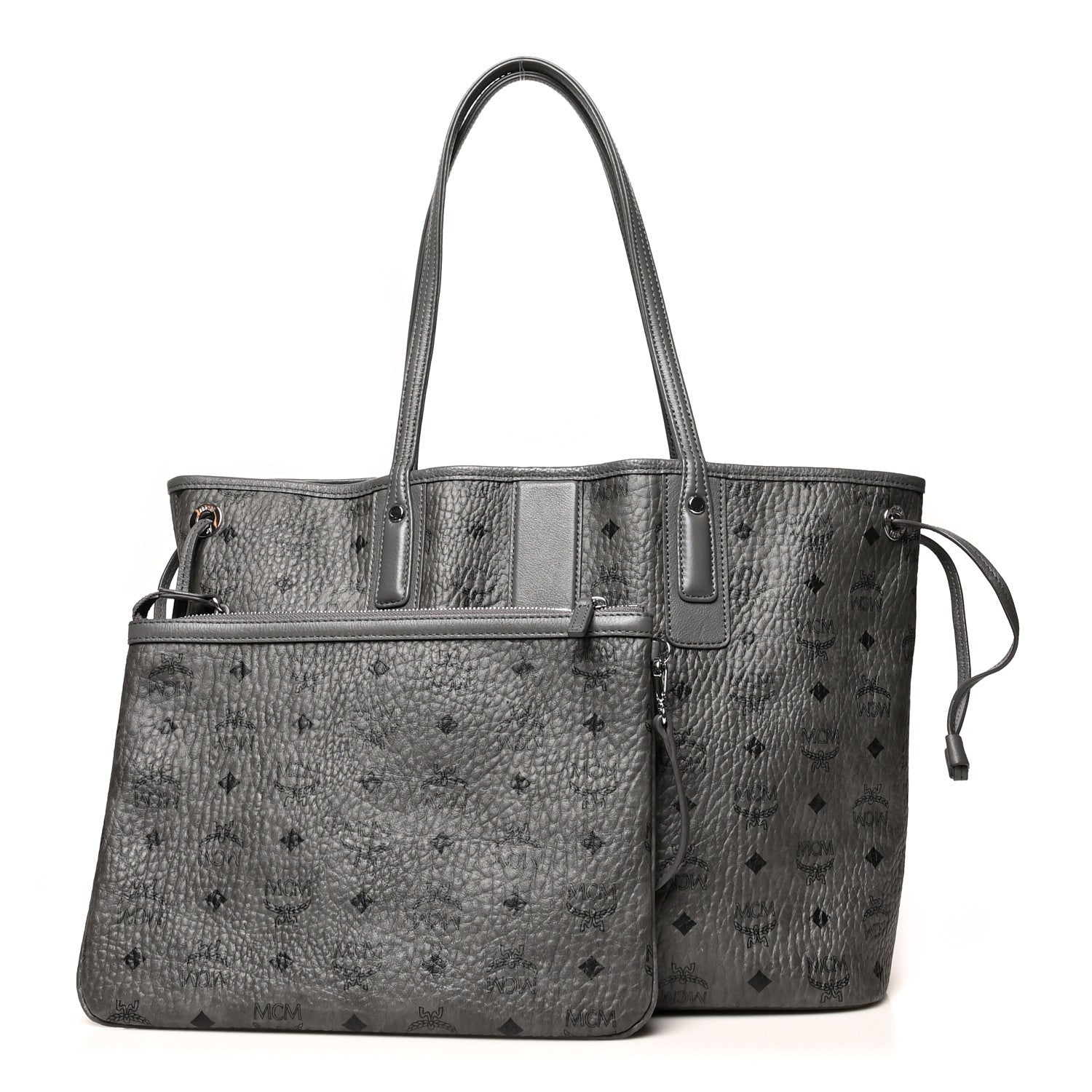 MCM Visetos Medium Liz Reversible Shopper Tote Phantom Grey 1 of 20