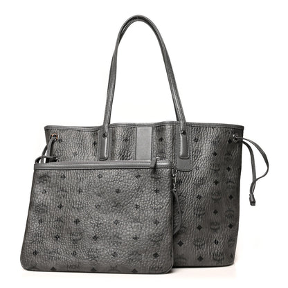 MCM Visetos Medium Liz Reversible Shopper Tote Phantom Grey 1 of 20