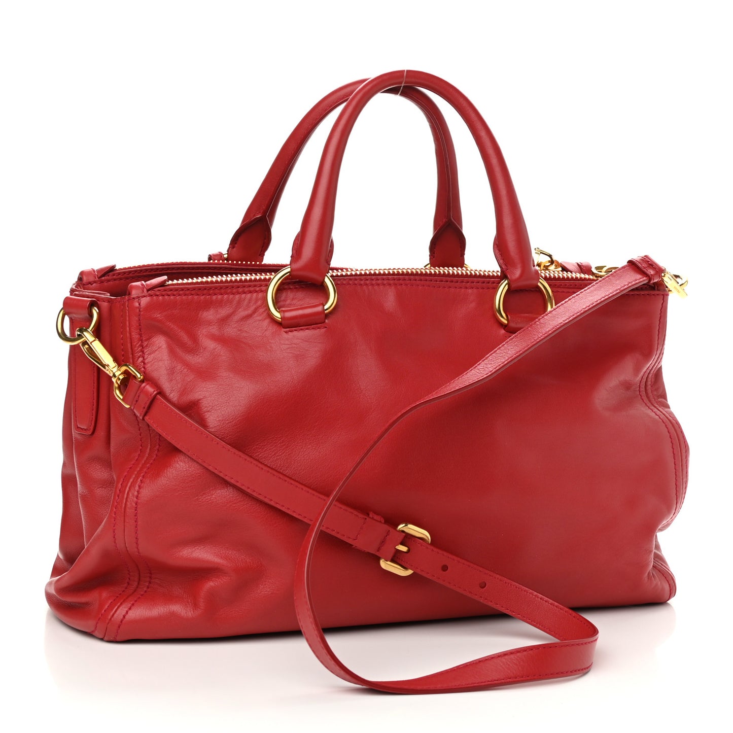 City Calf Large Galleria Double Zip Tote Lacca