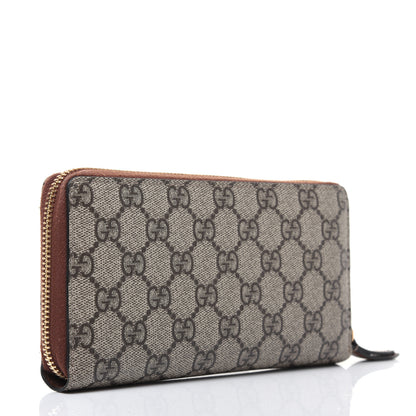 Gucci GG Supreme Monogram Cuoio Toscano Zip Around Wallet Beige Ebony Cuir 3 of 14