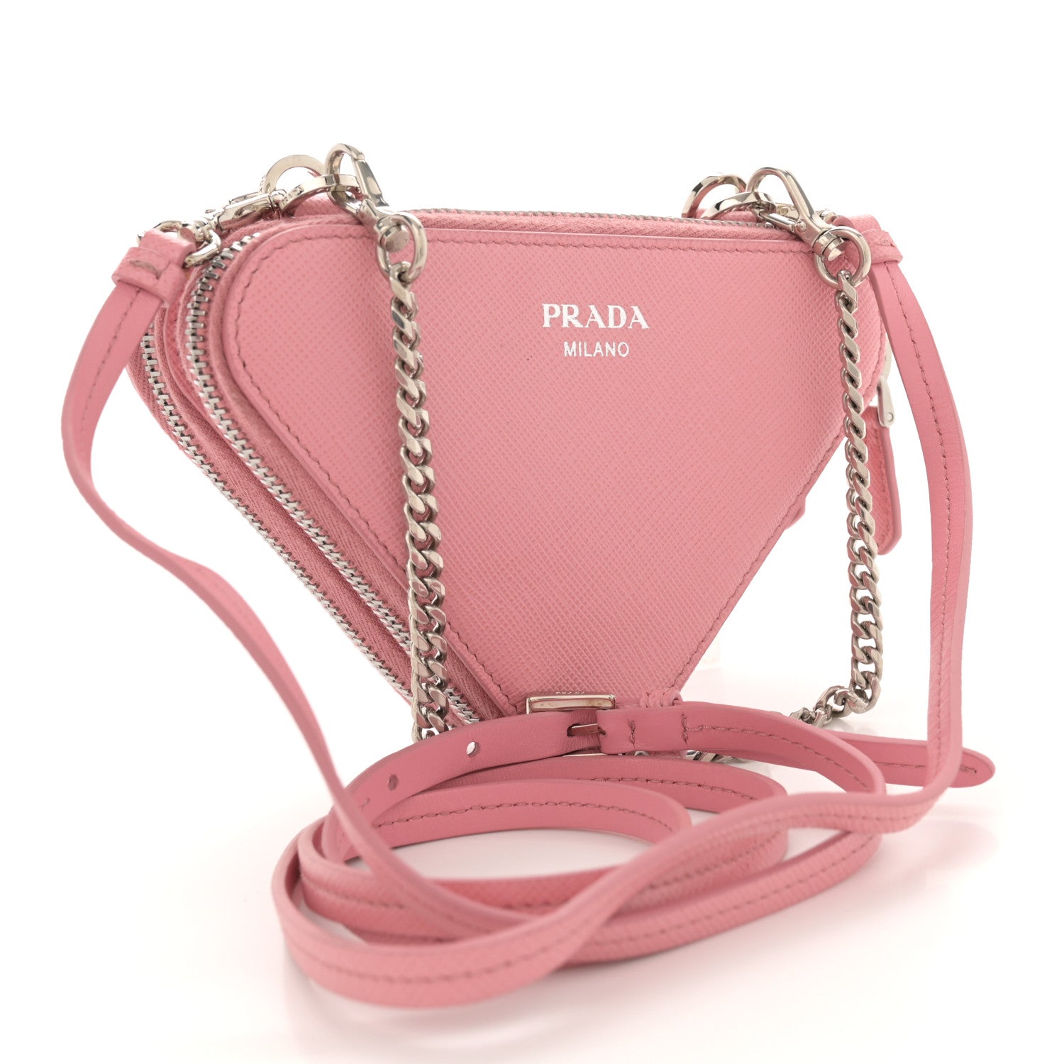 Prada Saffiano Mini Triangle Crossbody Pouch Petalo 3 of 12