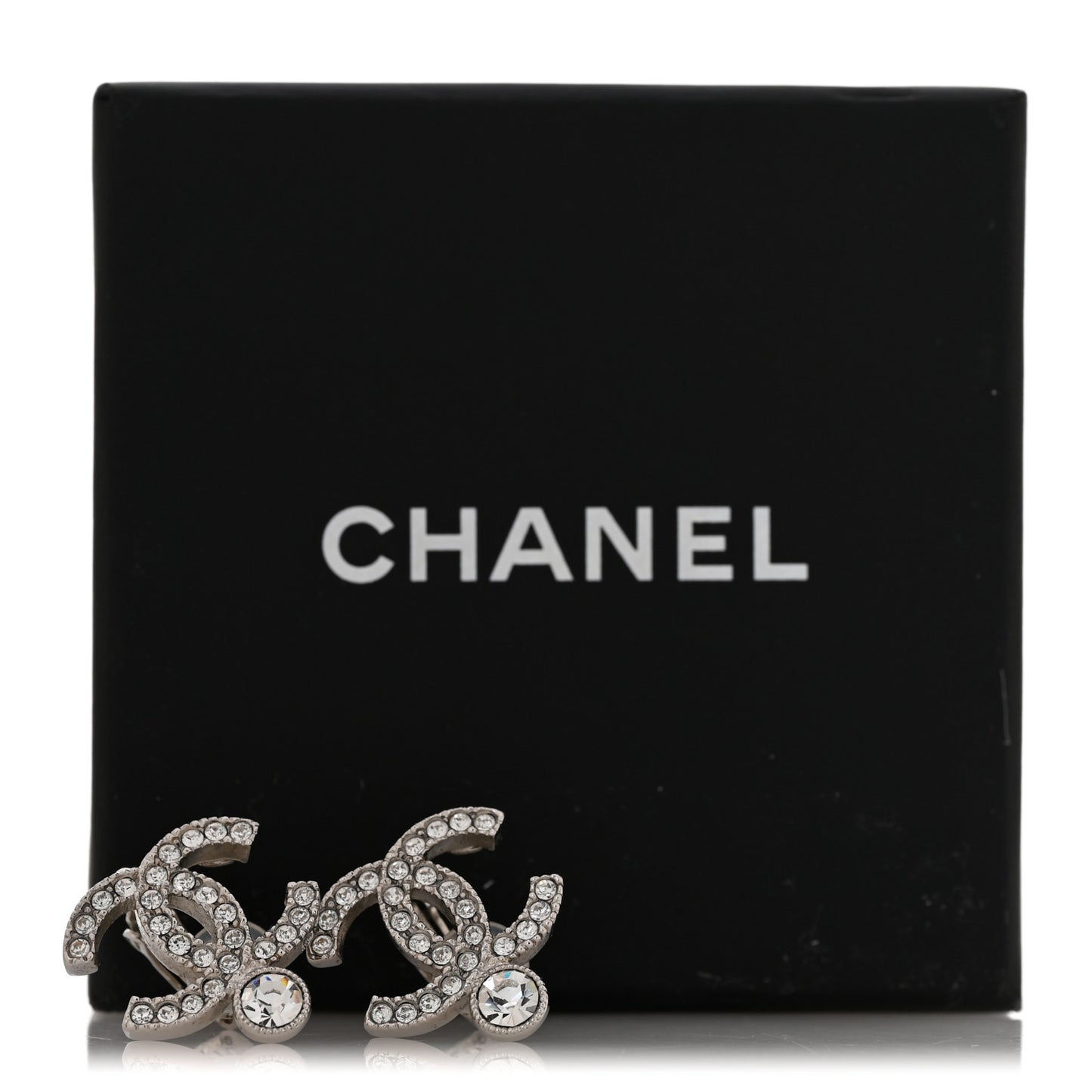 Crystal CC Clip On Earrings Silver