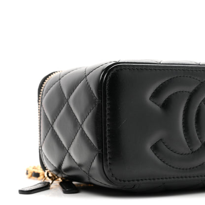 Chanel Shiny Calfskin Quilted Small Top Handle Vanity Case With Chain Black 9 of 11