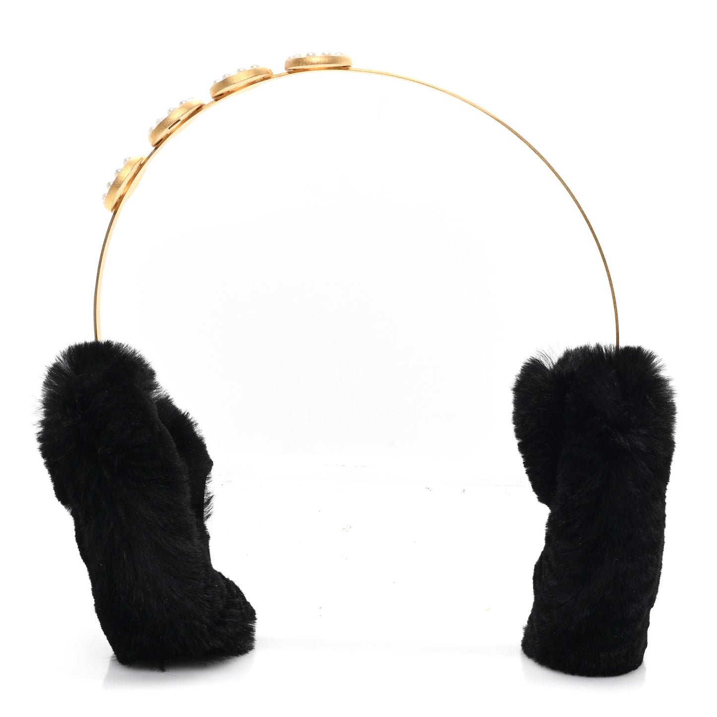 Rabbit Fur Coco Earmuffs Black Gold