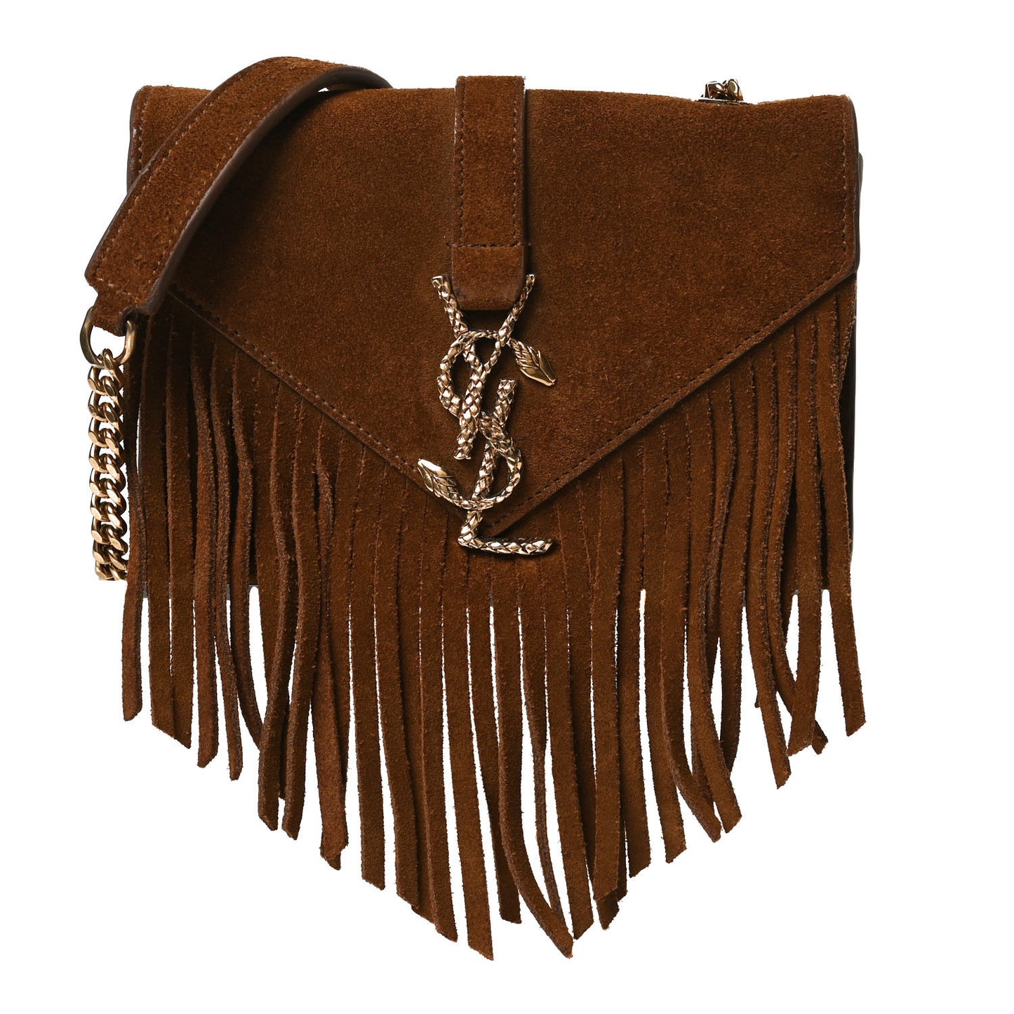 Suede Fringe Baby Monogram Satchel Light Ocre