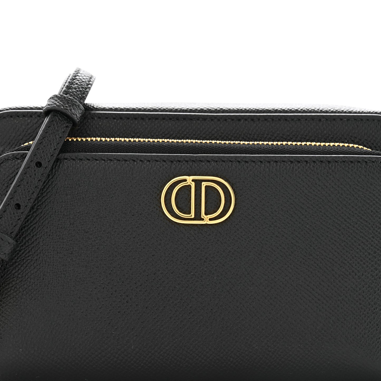 Grained Calfskin Caro Double Pouch Black
