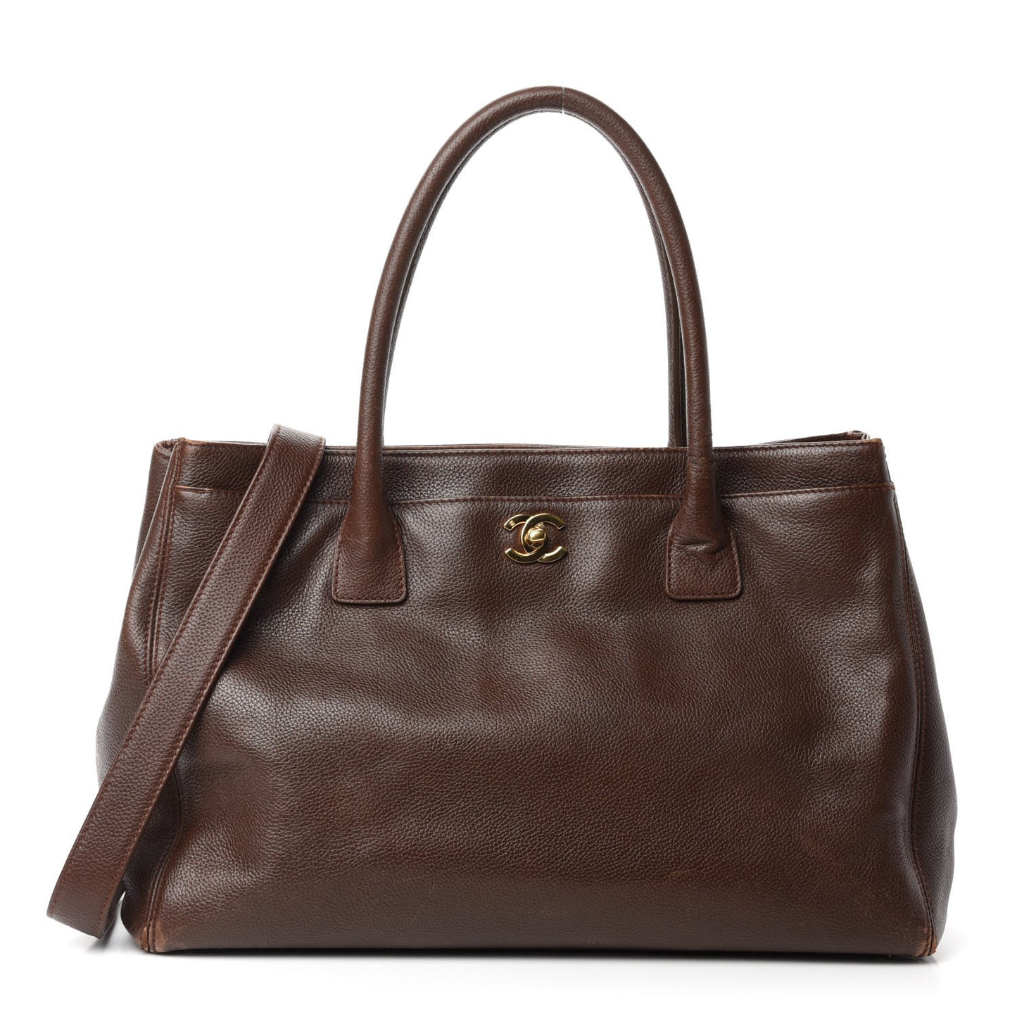Calfskin Cerf Executive Shopper Tote Brown