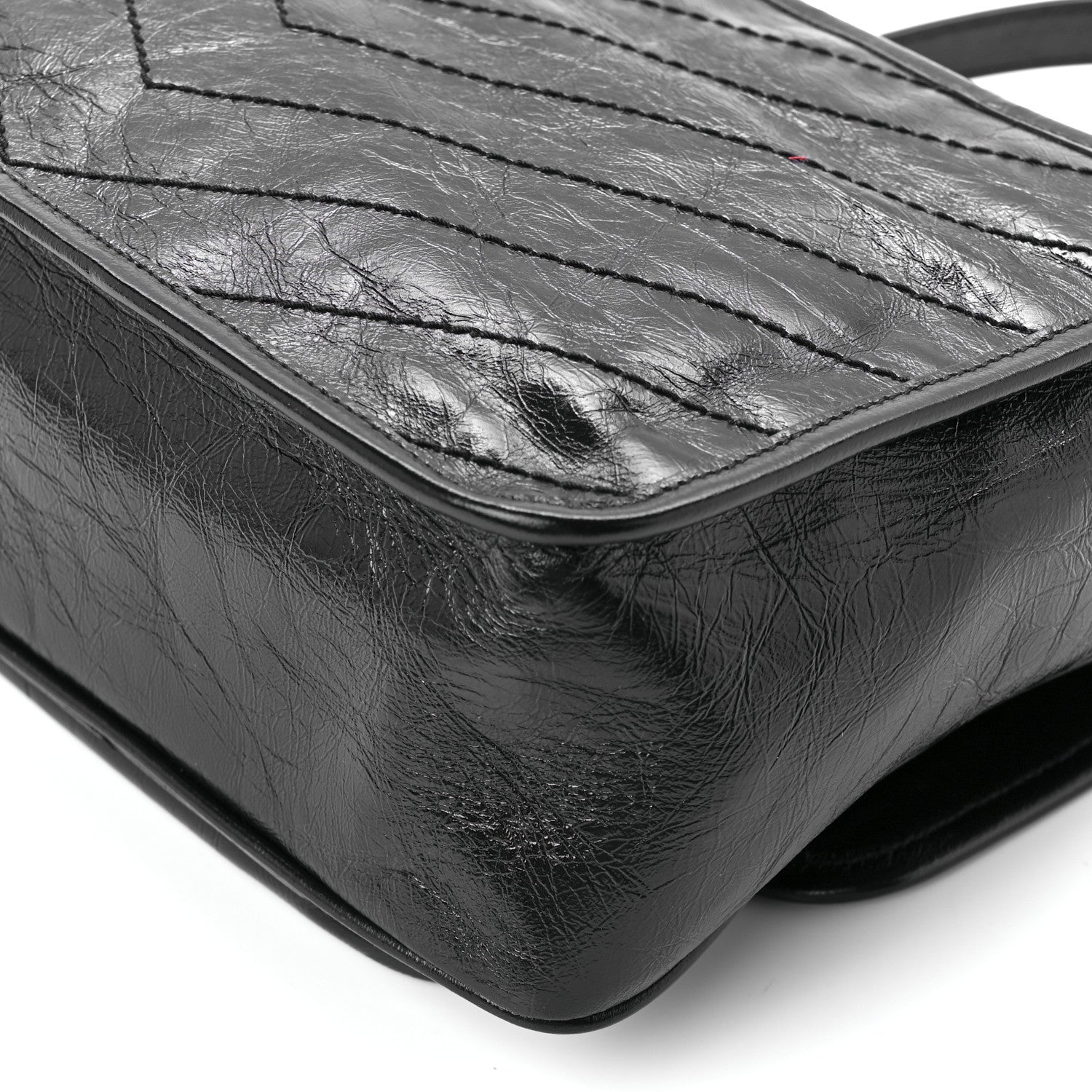 Saint Laurent Crinkled Calfskin Matelasse Monogram Medium Niki Chain Satchel Black 13 of 13