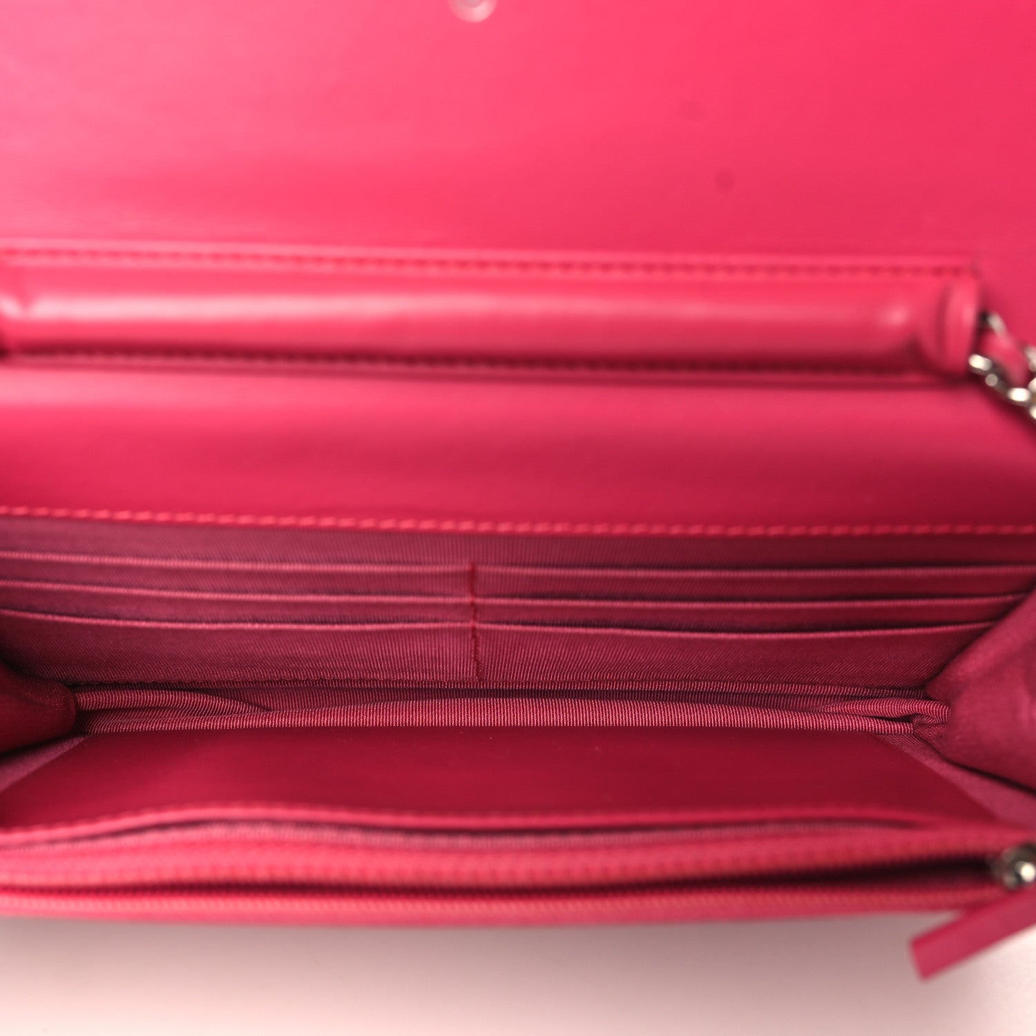 Chanel Patent Quilted Wallet On Chain WOC Fuchsia 5 of 11