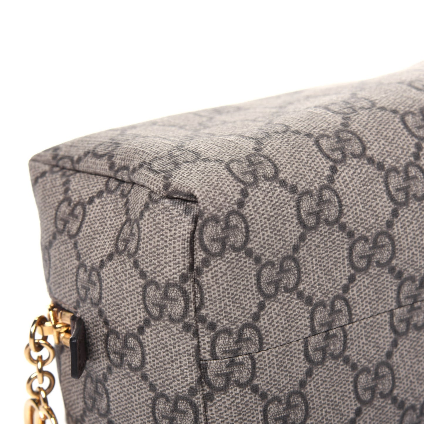 Soft GG Supreme Monogram Calfskin Medium Ophidia Cosmetic Case Beige Ebony New Acero