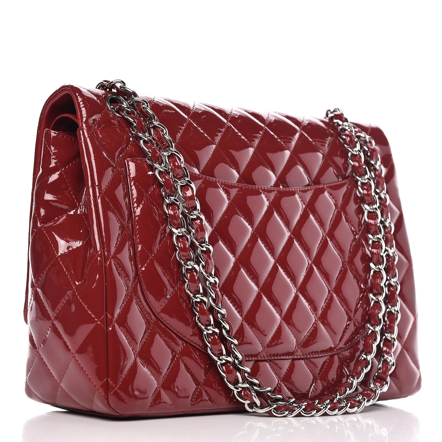 Chanel Patent Quilted Maxi Double Flap Red 3 of 24