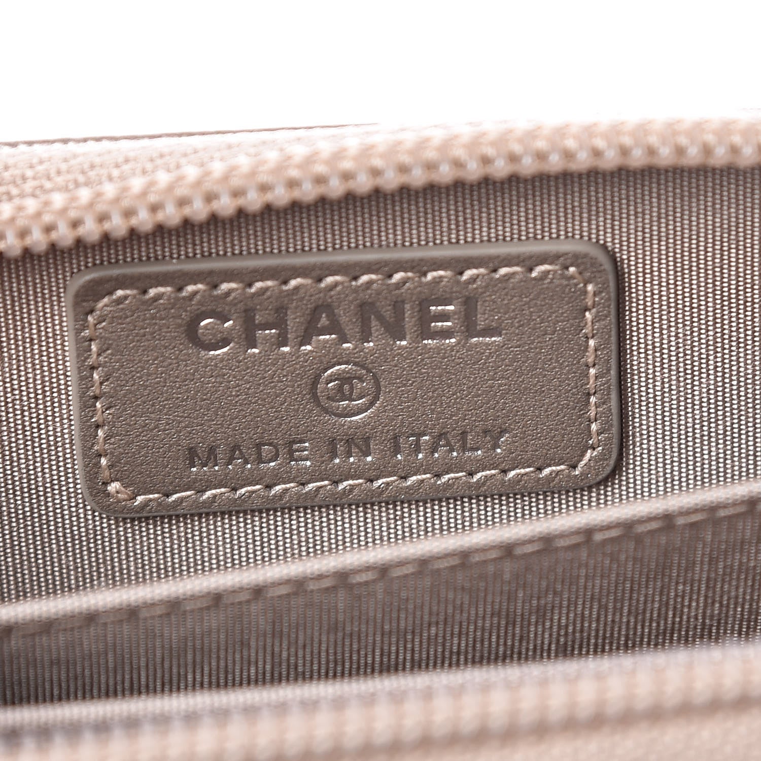 Chanel Caviar Quilted Boy Zip Around Coin Purse Wallet Light Gold 7 of 8