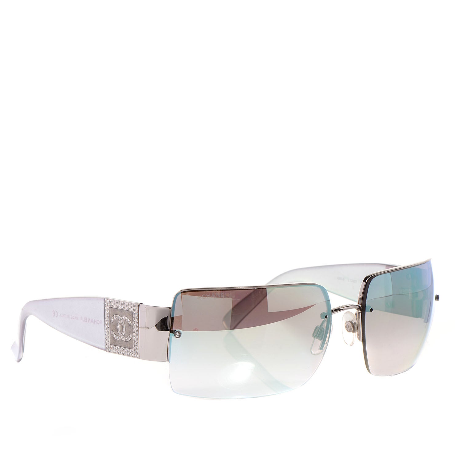 Chanel Crystal CC Logo Sunglasses 4095-B Silver 2 of 6
