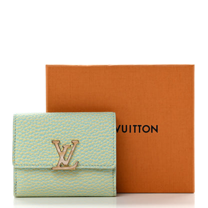 Louis Vuitton Taurillon Summer Stardust Capucines XS Wallet Vert D'Eau 7 of 7